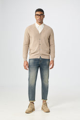 Men's Classic style of 100 percent cashmere knitted V neck cardigan A/W collection 