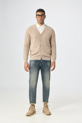 Men's Classic style of 100 percent cashmere knitted V neck cardigan A/W collection 