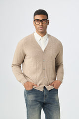 Men's Classic style of 100 percent cashmere knitted V neck cardigan A/W collection 