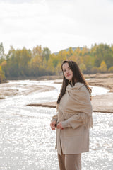 nature lamy A/W collection ladies' cashmere woven water weave coat