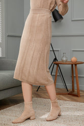 best selling nature color warmly pure cashmere knitted dress S/S collection for lady's - Lamycashmere