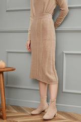 best selling nature color warmly pure cashmere knitted dress S/S collection for lady's - Lamycashmere