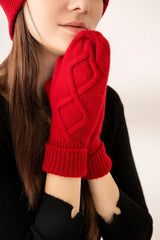 Chirstmas red color cashmere knitted gloves for gift - Lamycashmere