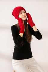 Chirstmas red color cashmere knitted gloves for gift - Lamycashmere