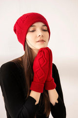 Chirstmas red color cashmere knitted gloves for gift - Lamycashmere