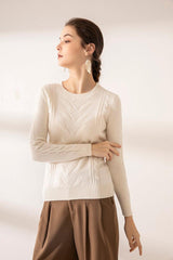 Nature white color pure cashmere knitted pants - Lamycashmere