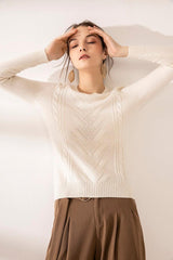 Nature white color pure cashmere knitted pants - Lamycashmere