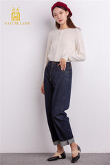 nature white color with good quality and supplier pure cashmere knitted women's cardigan - Lamycashmere