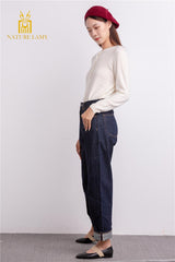 nature white color with good quality and supplier pure cashmere knitted women's cardigan - Lamycashmere