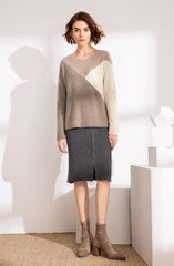 Newest design of beige camel brown three color multicolor cashmere women's pullover sweater - Lamycashmere