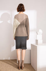 Newest design of beige camel brown three color multicolor cashmere women's pullover sweater - Lamycashmere