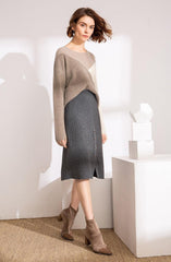 Newest design of beige camel brown three color multicolor cashmere women's pullover sweater - Lamycashmere