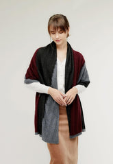 Popular three color matching with 100 pure cashmere knitted shaw scarf for women's - Lamycashmere