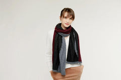 Popular three color matching with 100 pure cashmere knitted shaw scarf for women's - Lamycashmere