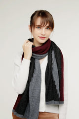 Popular three color matching with 100 pure cashmere knitted shaw scarf for women's - Lamycashmere