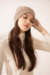 special design and popular color of 100 pure cashmere knitted cable hat - Lamycashmere