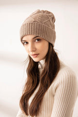 special design and popular color of 100 pure cashmere knitted cable hat - Lamycashmere