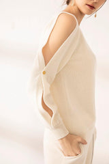 Special sleeve style 100% cashmere knitted round-neck sweater - Lamycashmere