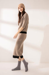 warmly cashmere knitted solid color socks for unisex - Lamycashmere