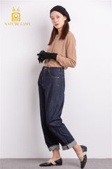 warmly highest quality cashmere factory price for pure cashmere camel color round neck cardigan with nature shell button - Lamycashmere