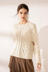 Winter heavy style of high quality cashmere round neck sweater - Lamycashmere