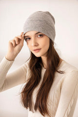 Winter season grey color pure cashmere hat for women's - Lamycashmere