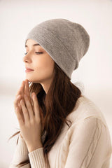 Winter season grey color pure cashmere hat for women's - Lamycashmere