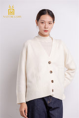 keep warmly winter heavy style of Popular style of pure cashmere knitted V neck cardigan for lady's outside wear or inner wear