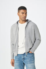 100% cashmere knitted grey softest sport men's zipper hoodies