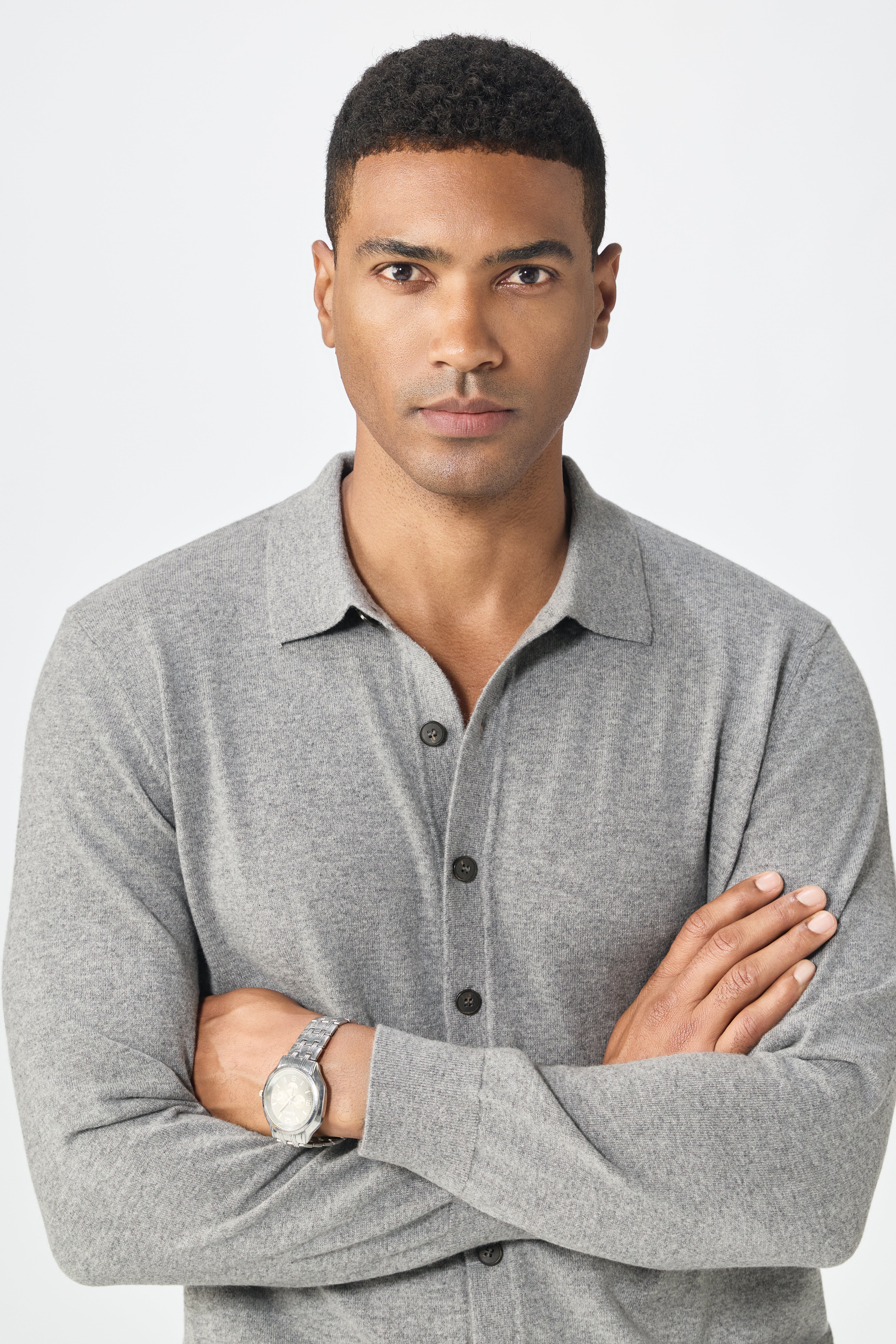 Nature Lamy cashmere Fall Autumn new design of men's cashmere knitted polo neck button cardigan