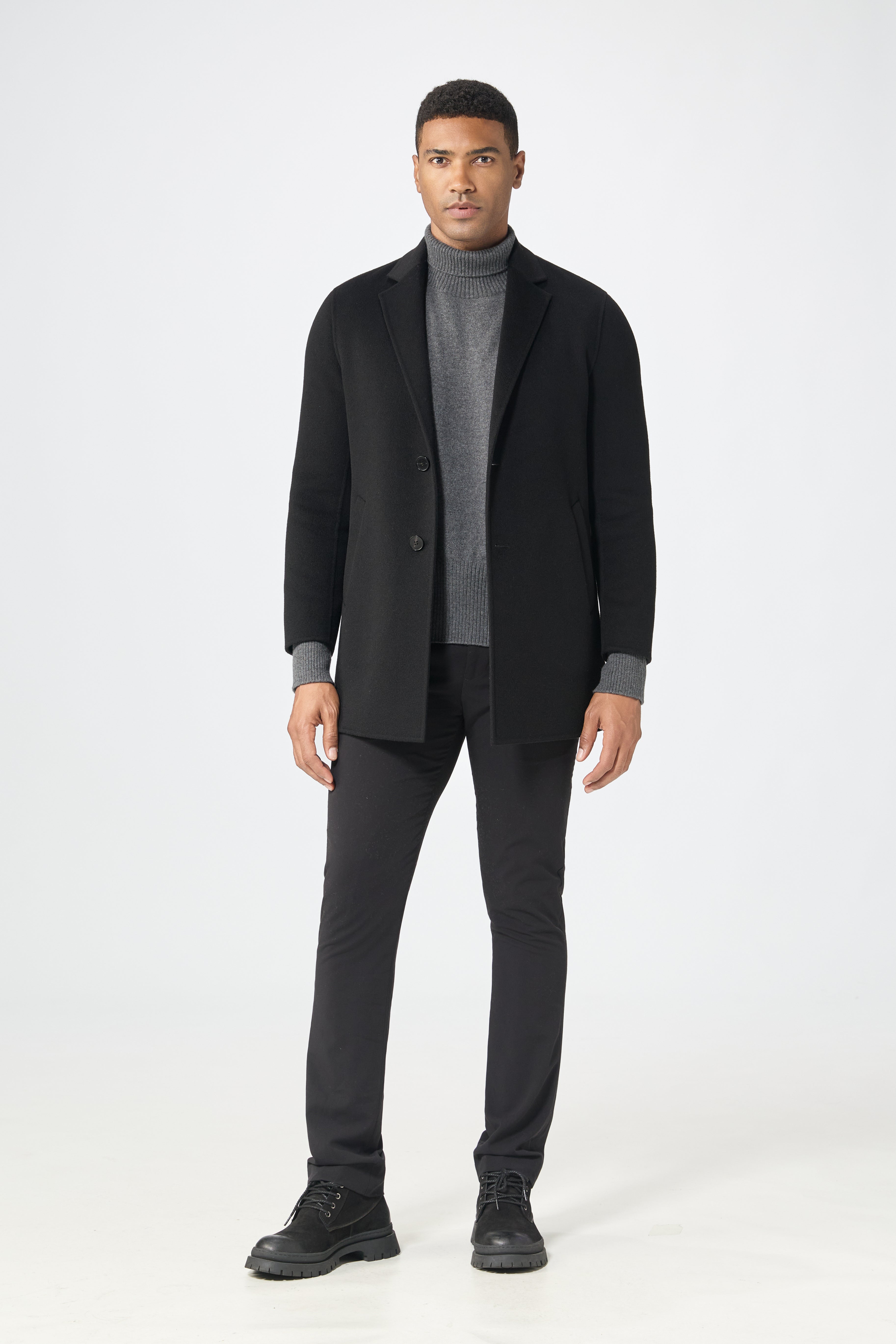 Men's high quality pure cashmere V neck Coat