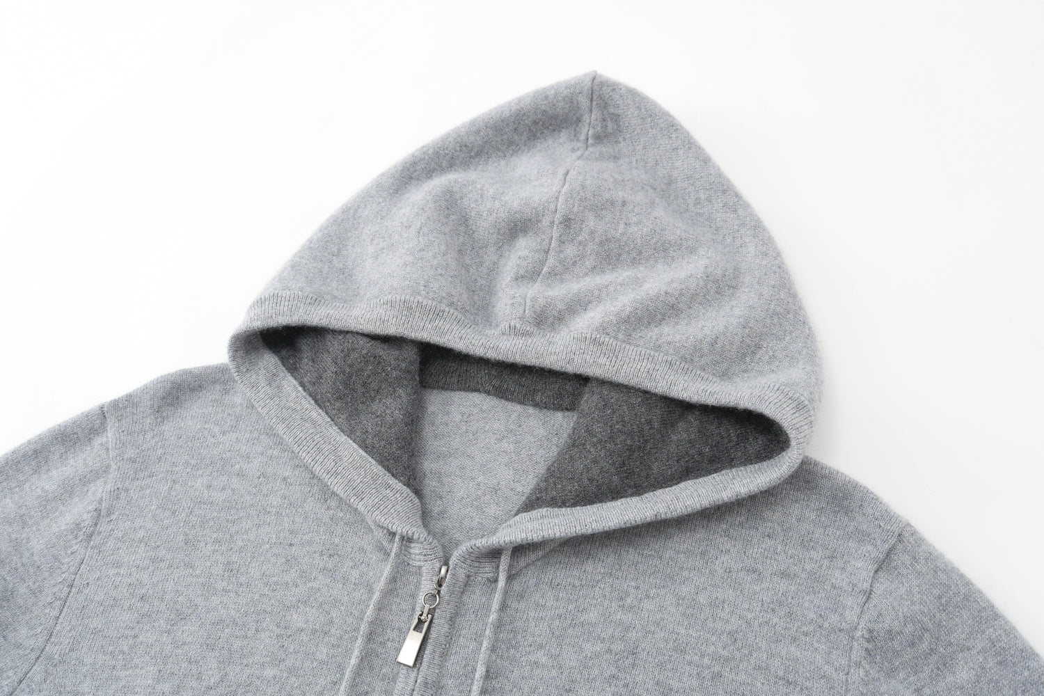 100% cashmere knitted grey softest sport men's zipper hoodies