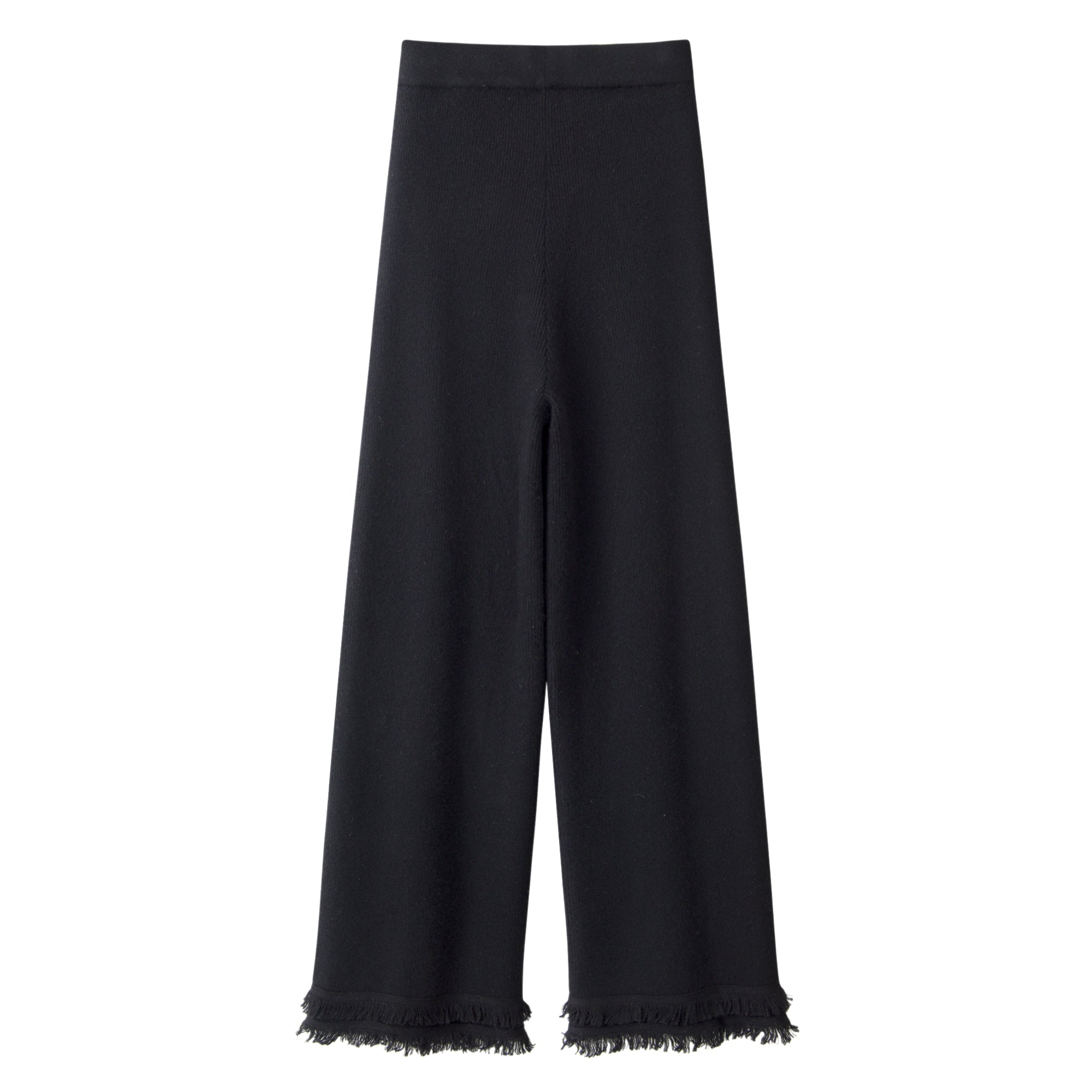 2025 new design of fringe lady's pure cashmere knitted ribbed pants wide suit for winter and Autumn