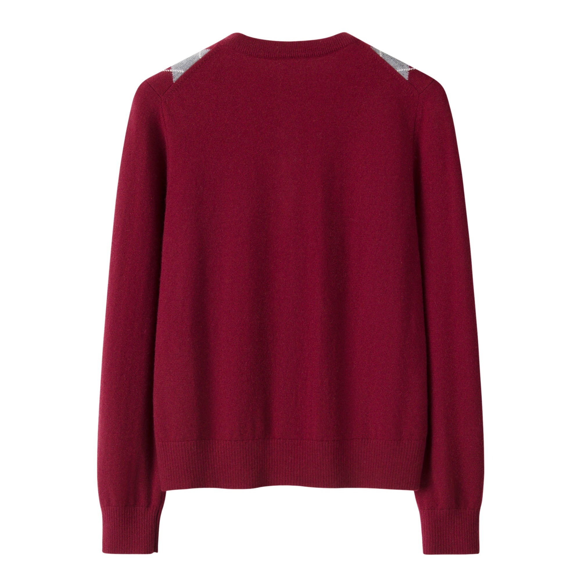 Popular style of pure cashmere knitted round neck jacquard Diamond cardigan S/S collection for lady's