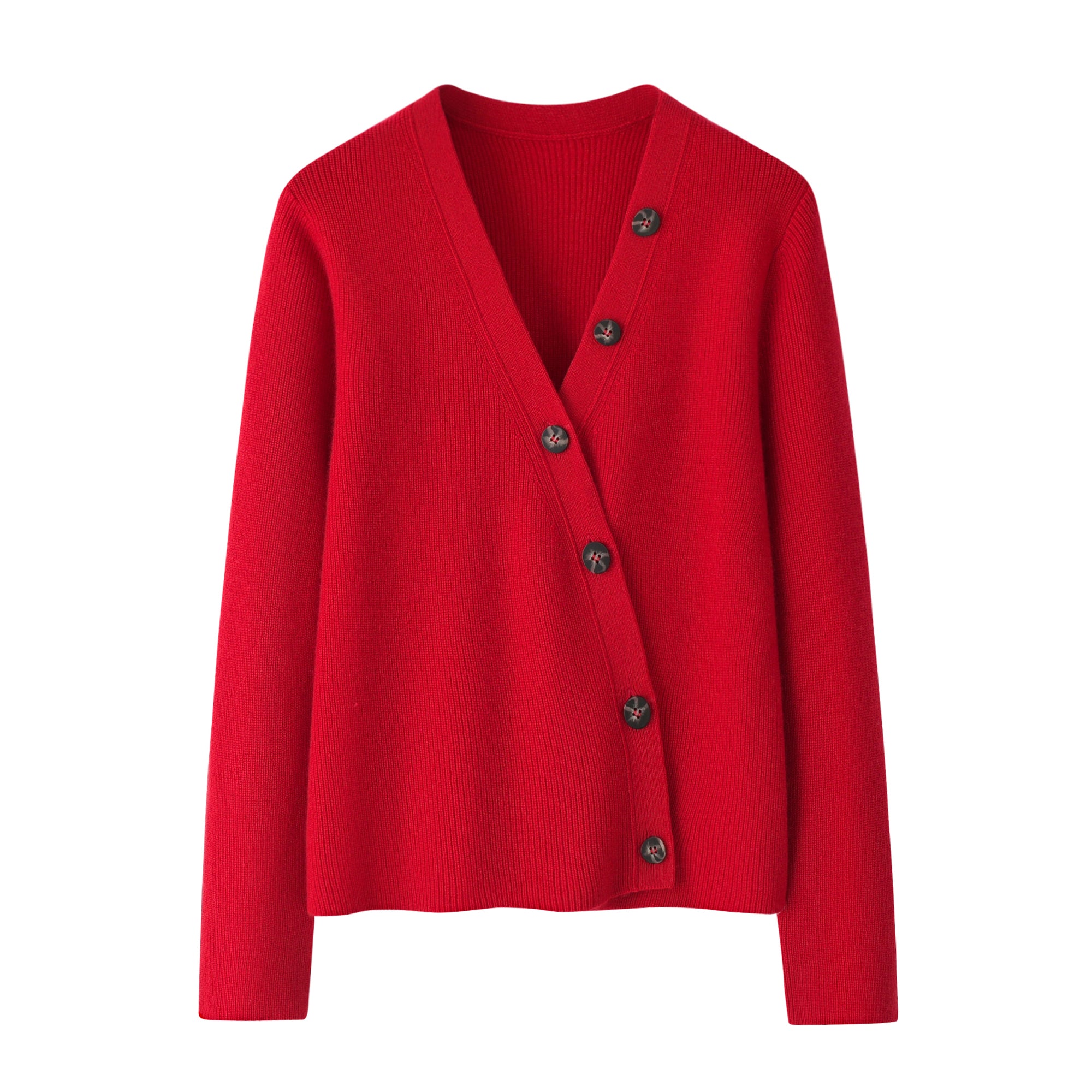 winter heavy style of 2024 New year collection pure cashmere knitted button cardigan red color warmly sweater