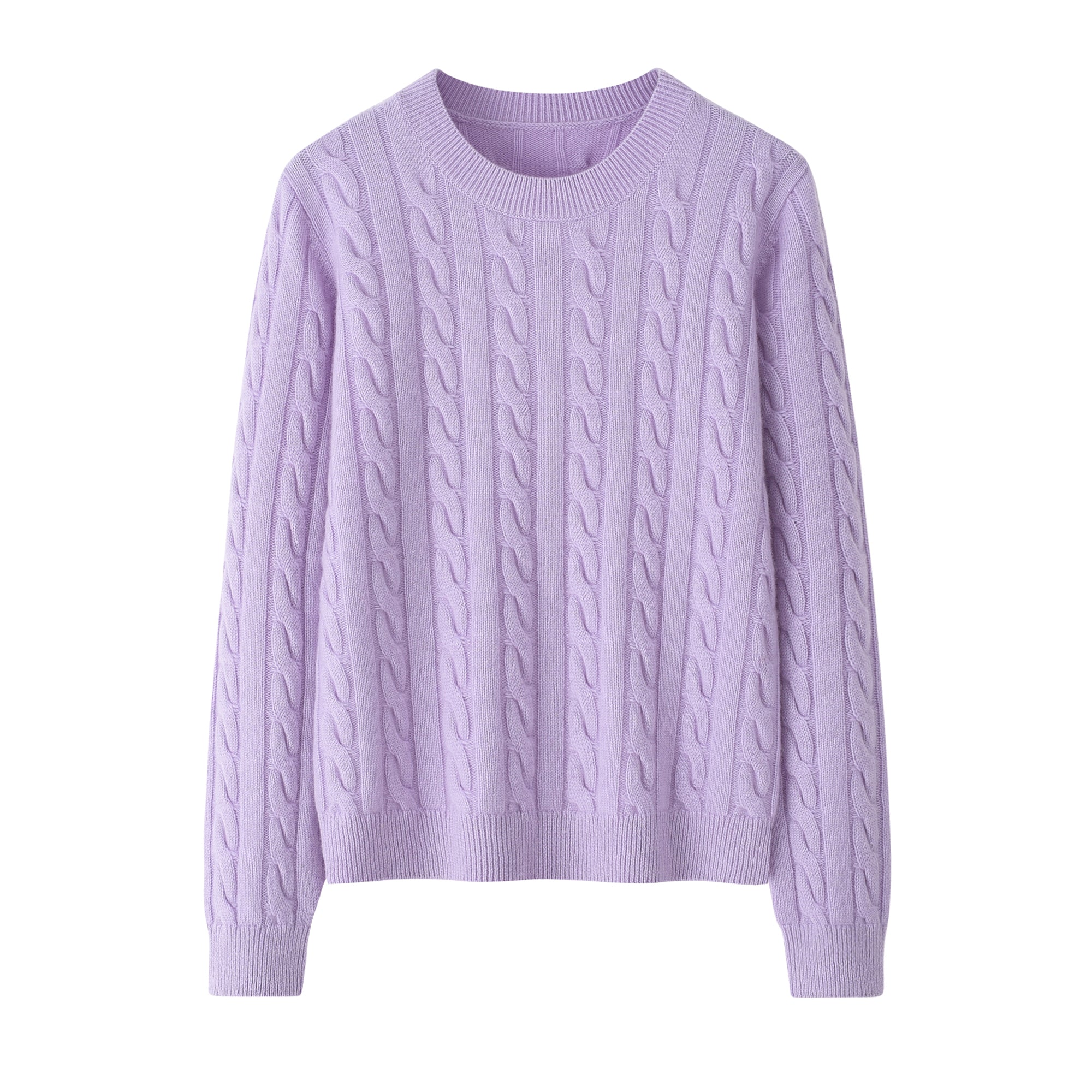 PrSuper soft warmly nature fiber pure cashmere knitted pink color cable round neck pullover lady's basic sweater&nbsp;