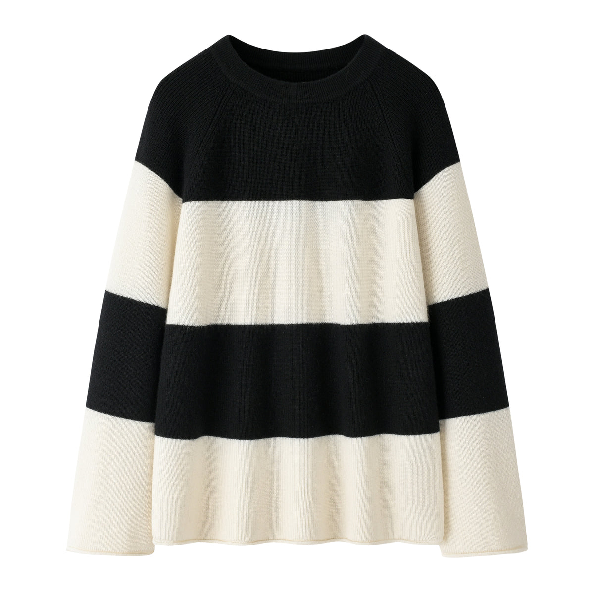 sign of pure cashmere knitted warmly and fashion style of black white stripe sweater for lady's