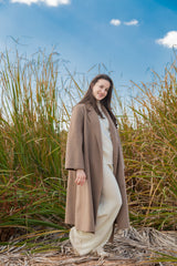 A/W new collection of style and classic cashmere brown color woven coat