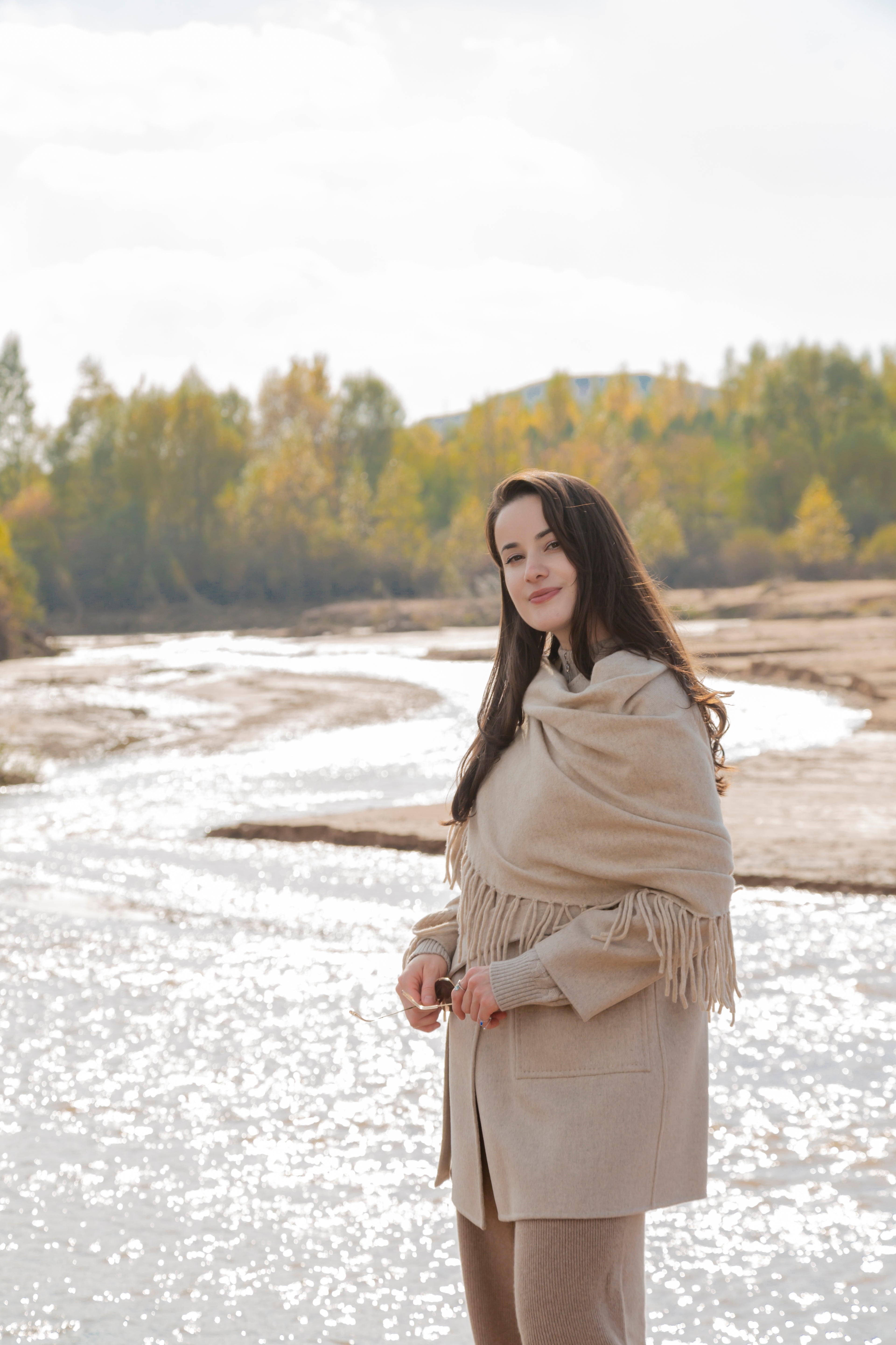 nature lamy A/W collection ladies' cashmere woven water weave coat