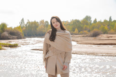 nature lamy A/W collection ladies' cashmere woven water weave coat