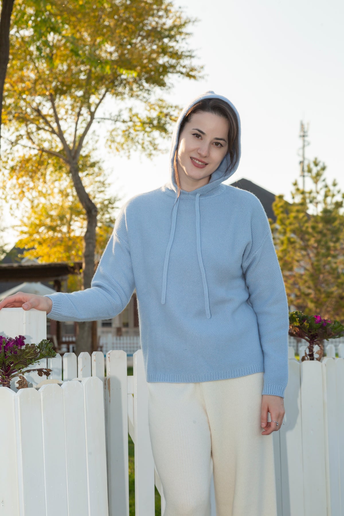 Classic and softly ladies' cashmere knitted hoodies