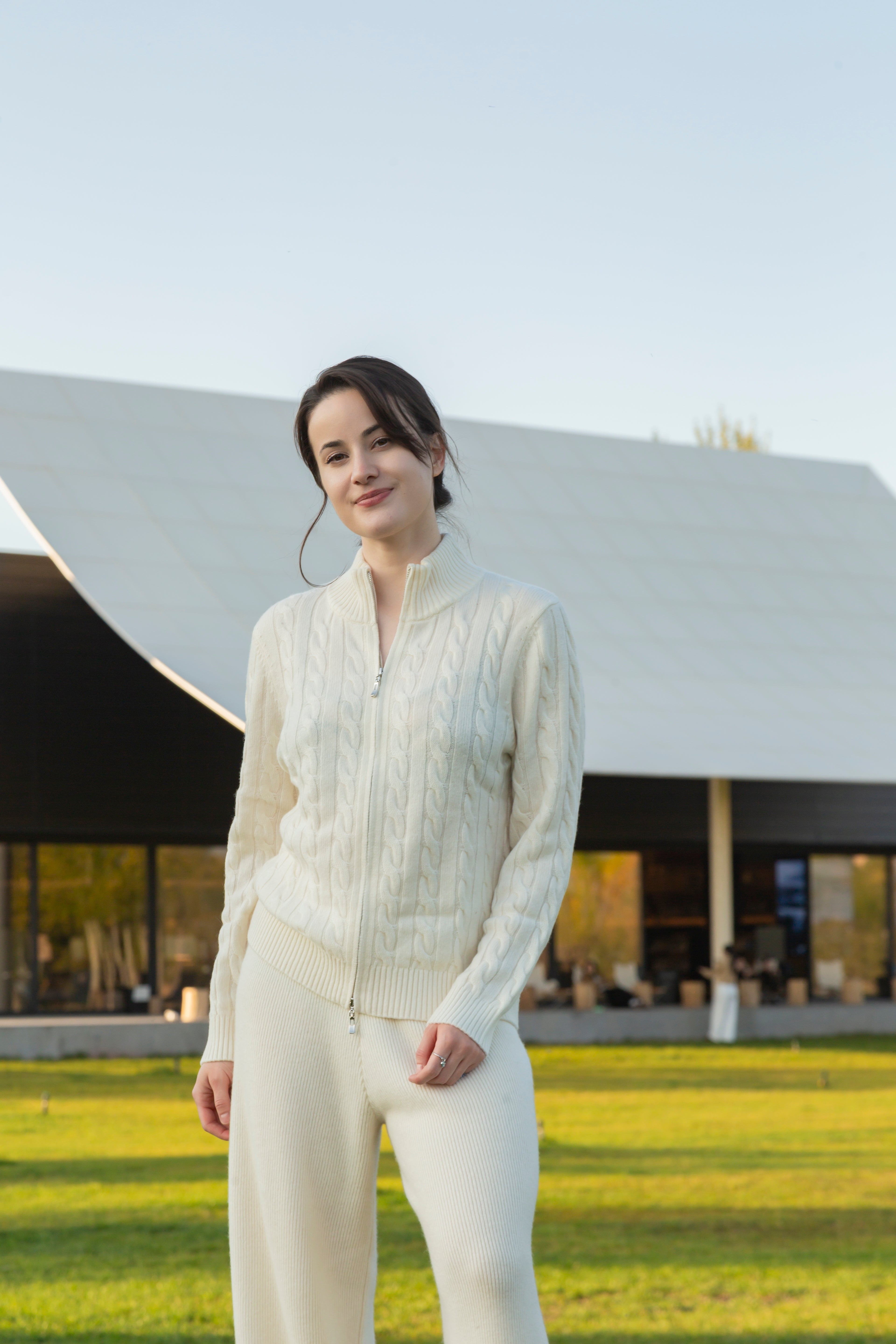 Women’s 100% Cashmere Winter Gift Cable High Neck Zipper Cardigan  All Crafted from Premium Natural Cashmere for Unmatched Softness and Warmth Sweater