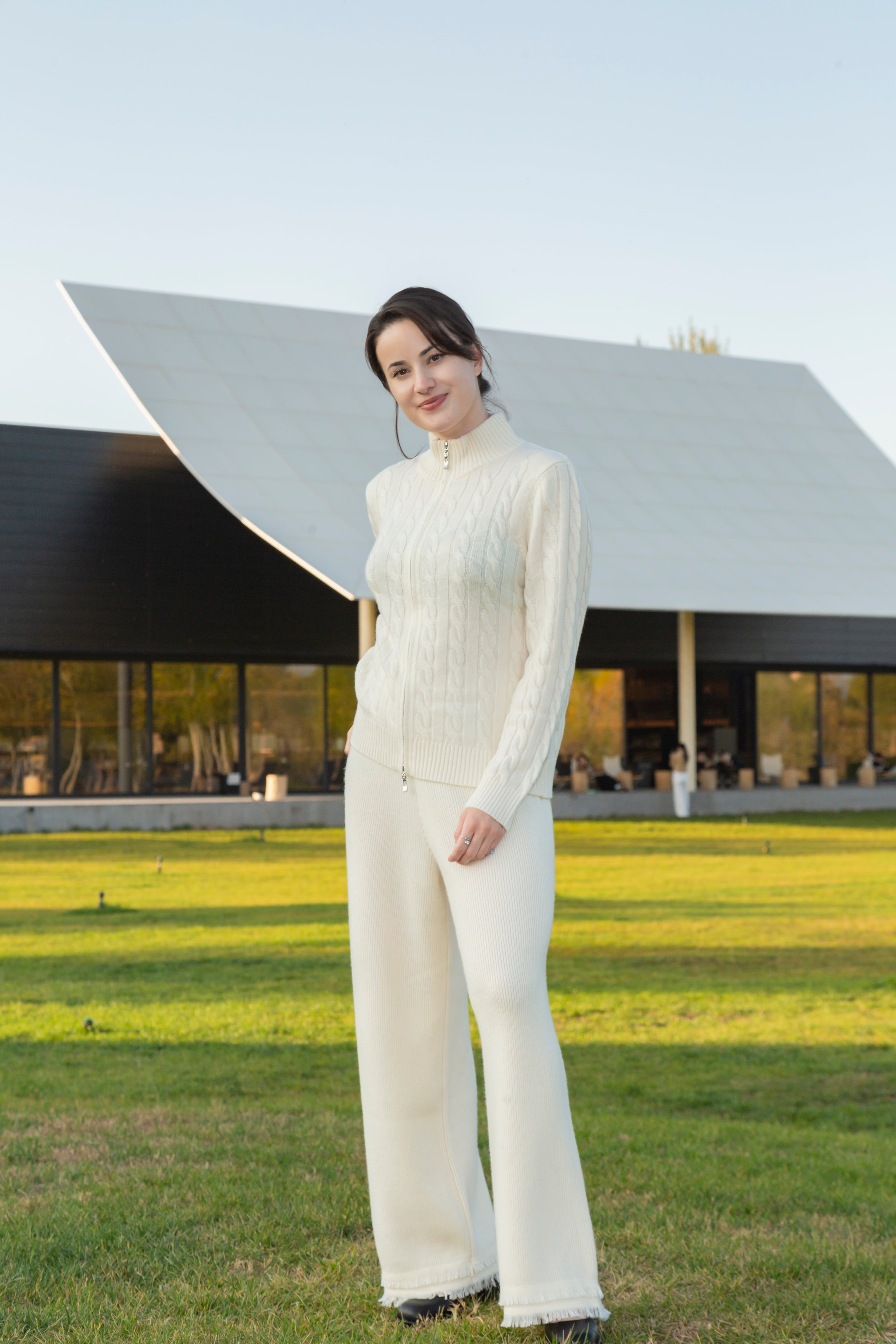 Women’s 100% Cashmere Winter Gift Cable High Neck Zipper Cardigan  All Crafted from Premium Natural Cashmere for Unmatched Softness and Warmth Sweater