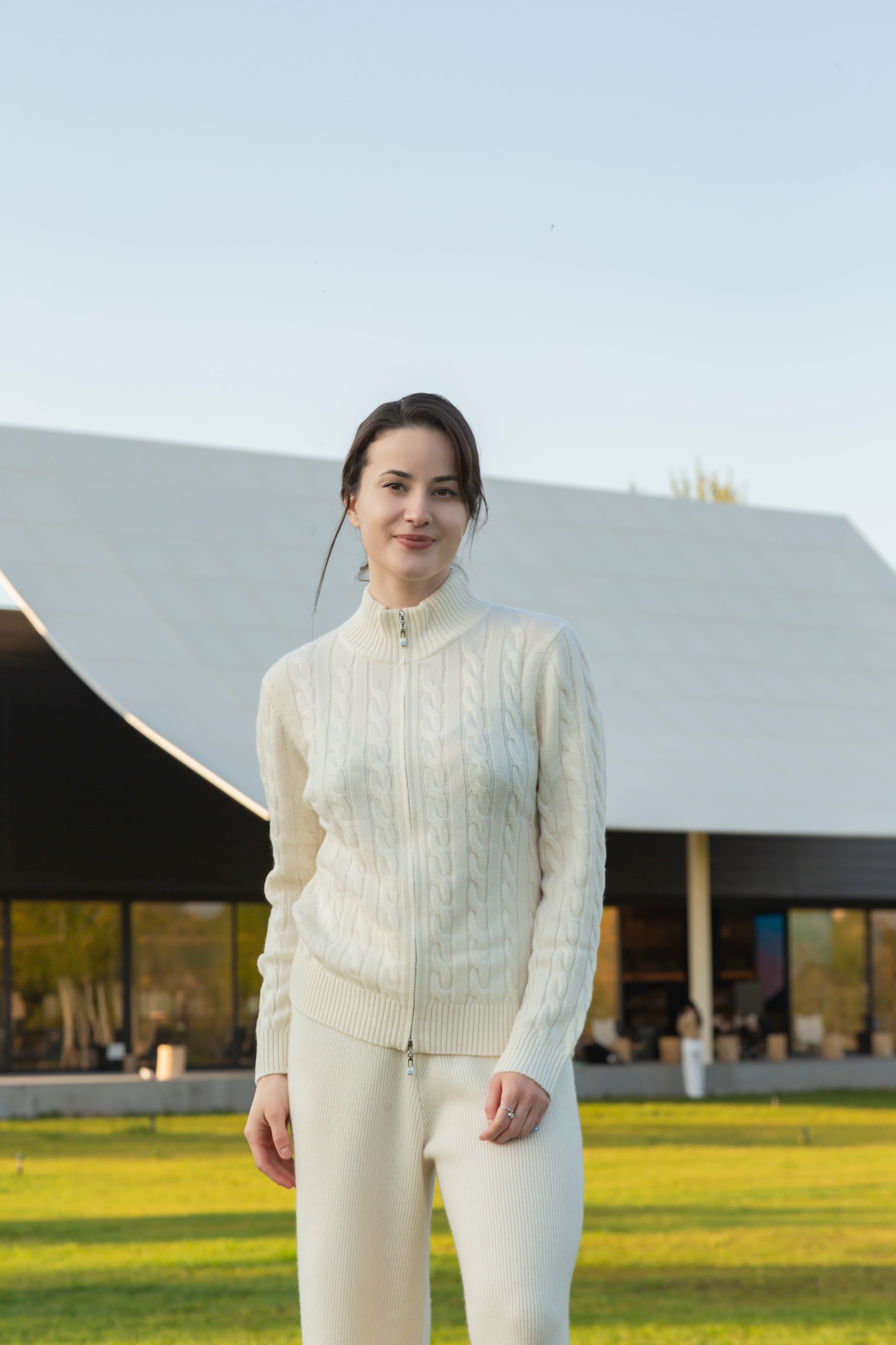 Women’s 100% Cashmere Winter Gift Cable High Neck Zipper Cardigan  All Crafted from Premium Natural Cashmere for Unmatched Softness and Warmth Sweater