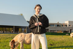 2026 year's new design of  ladies' cashmere black woven water weave coat short length for A/W collection