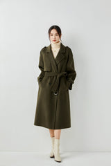 classic wrap coat in double -face wool cashmere made in Inner Mongolia high cashmere fiber produced area camel color of women's long coat.