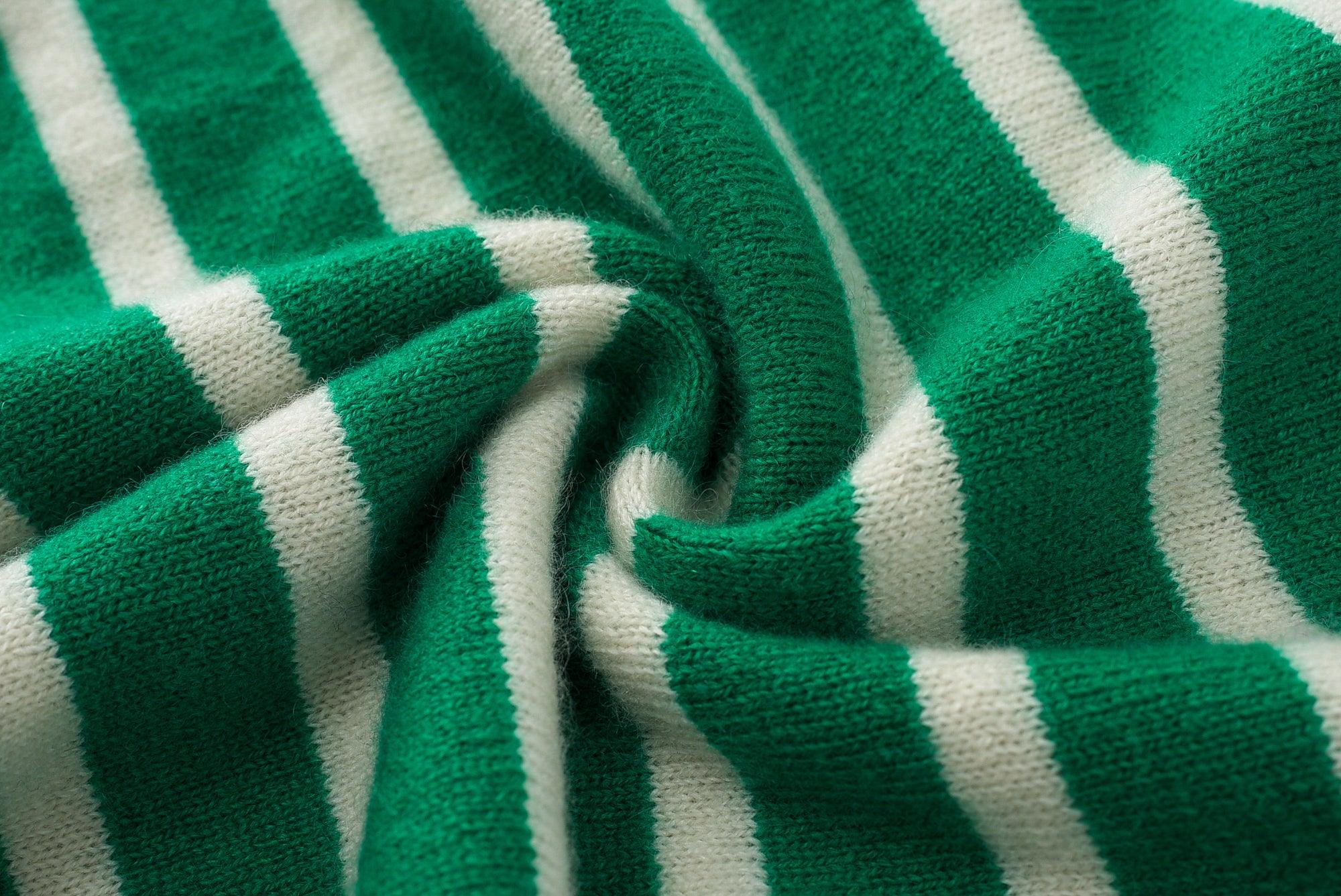 Mongolia Factory price of pure real cashmere knitted green and white stripe tank for lady's - Lamycashmere