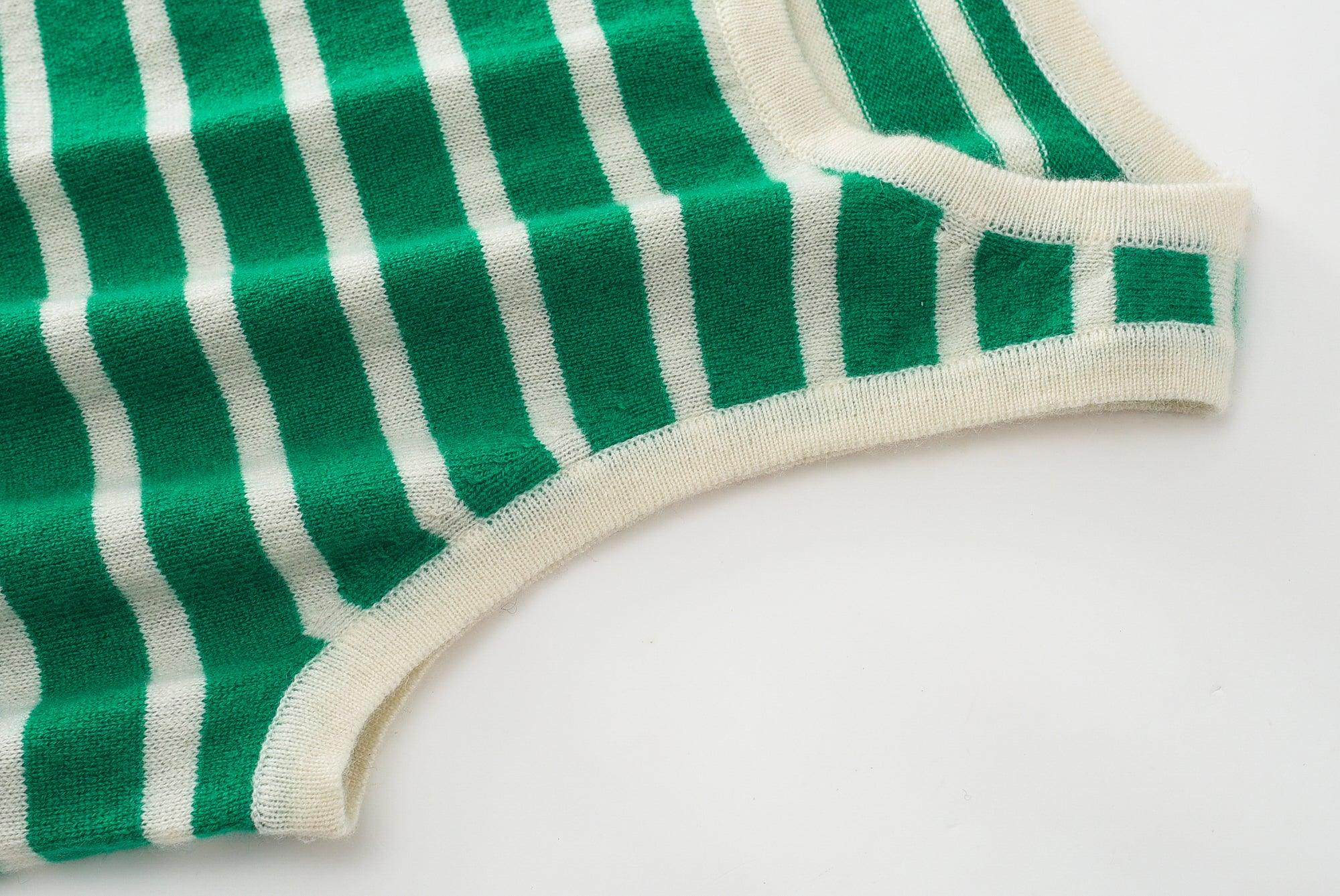 Mongolia Factory price of pure real cashmere knitted green and white stripe tank for lady's - Lamycashmere