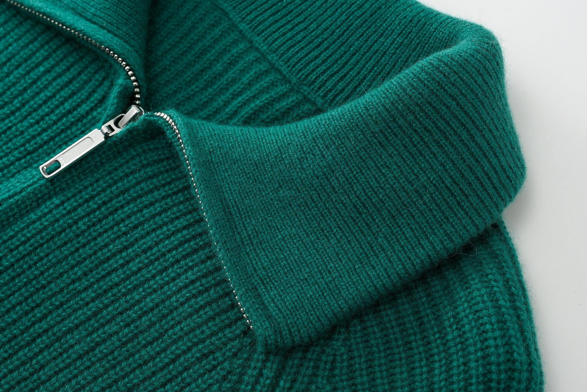 New style of pure cashmere knitted Christmas green color zipper cardigan coat for lady's - Lamycashmere