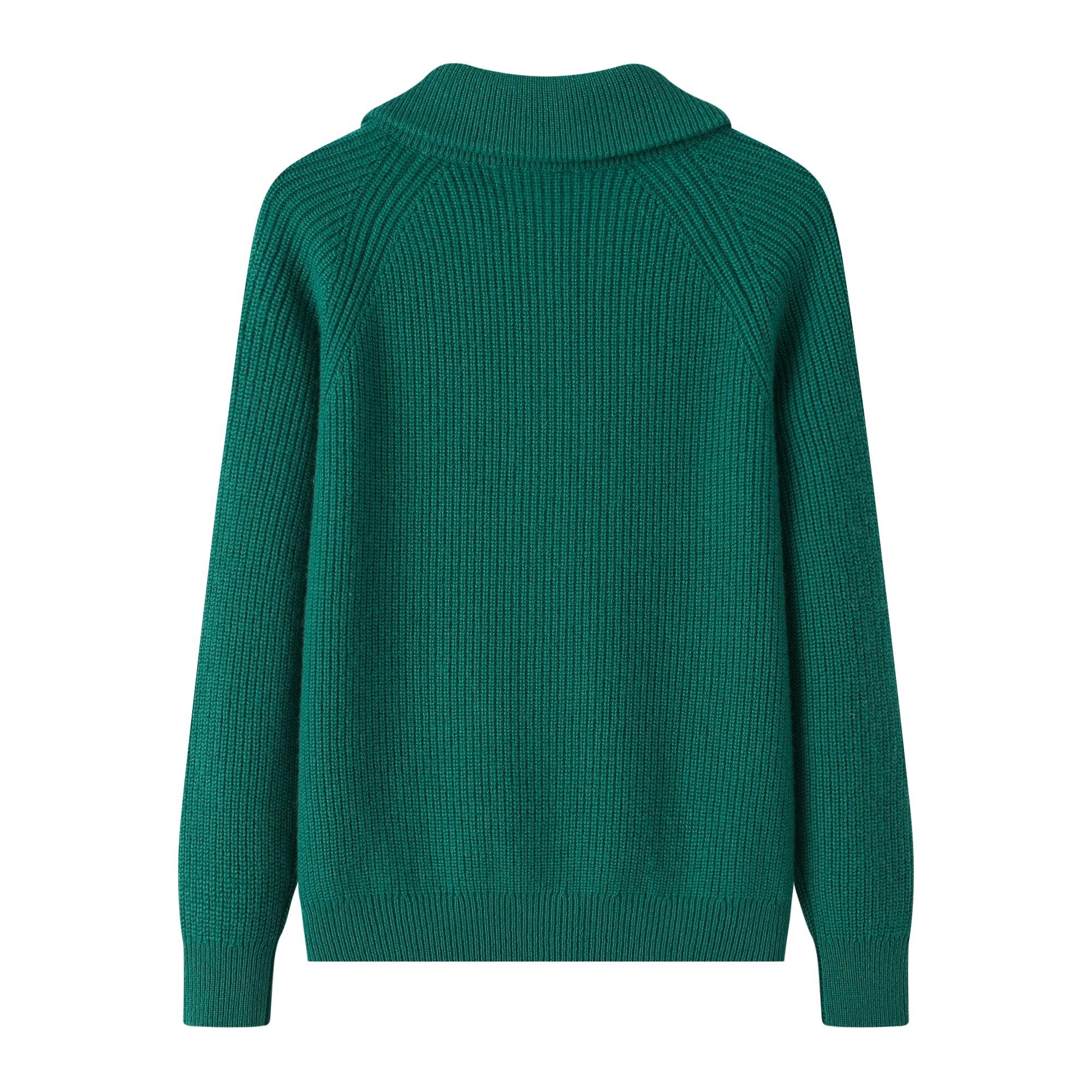 New style of pure cashmere knitted Christmas green color zipper cardigan coat for lady's - Lamycashmere